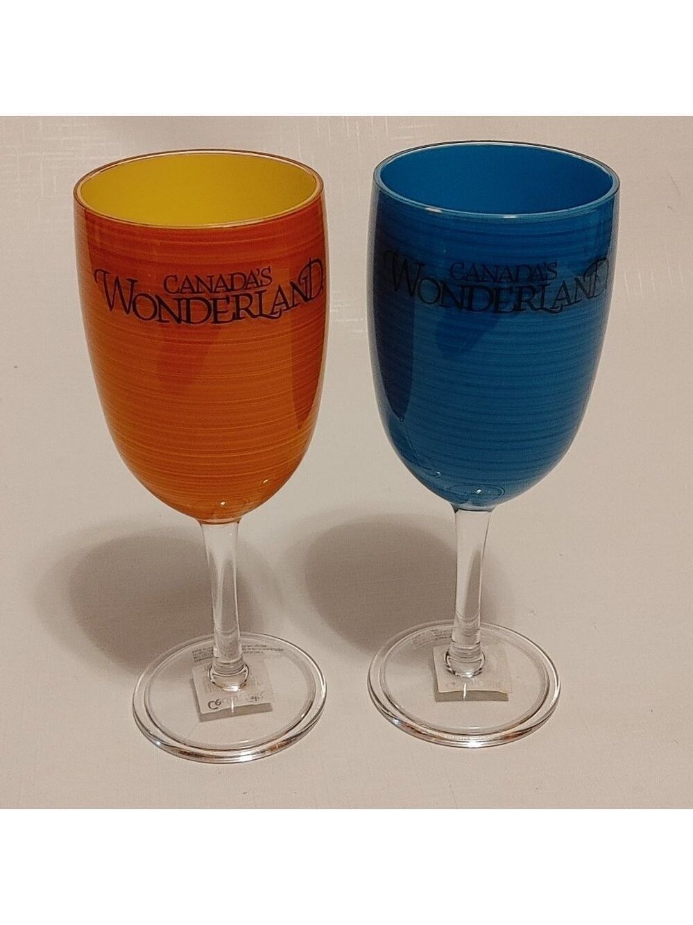 FUN Canada's Wonderland Goblet Wine Glasses PLASTIC PAIR BNWT